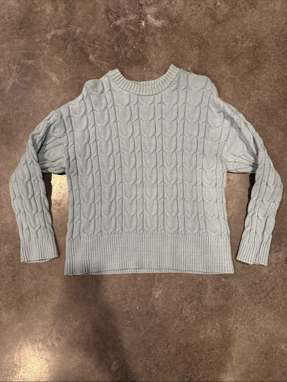 LOFT Pale Blue Cable Knit Crew Sweater
